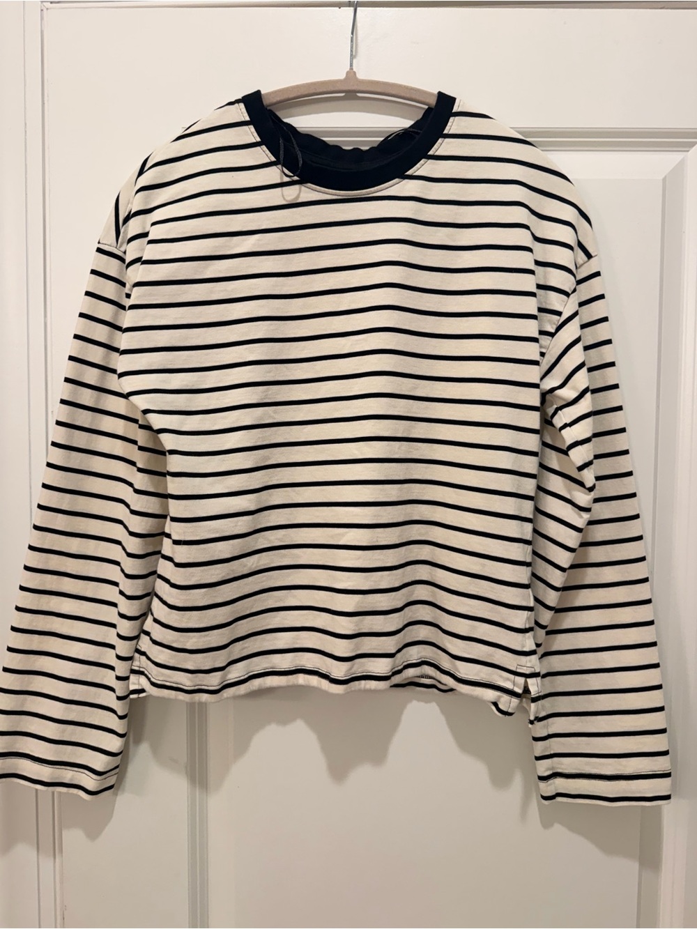 next Black & Cream Striped Crewneck Sweater